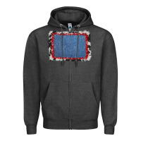 Charcoal Heather cowhide bandana denim background Zipper Hoodie - AdoDesignShop