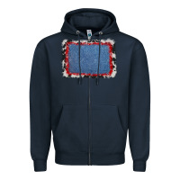 Navy cowhide bandana denim background Zipper Hoodie - AdoDesignShop