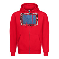Red cowhide bandana denim background Zipper Hoodie - AdoDesignShop