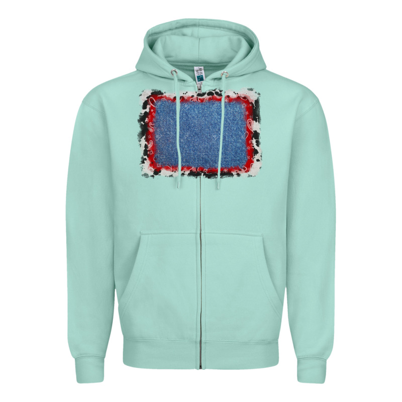 Cowhide Bandana Denim Background Zipper Hoodie by AdoDesignShop | Teevron