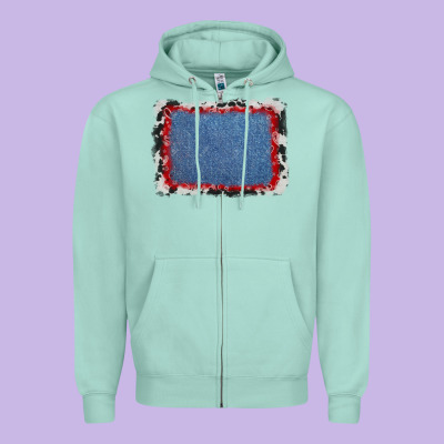 Cowhide Bandana Denim Background Zipper Hoodie Designed By Adodesignshop