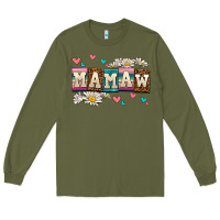 Army Green daisy mamaw Long Sleeve Tee - AdoDesignShop
