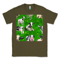 Army Green holstein cows seamless pattern Classic Tee - BundleAndBundleShop