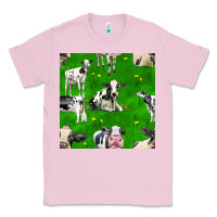 Bubblegum Pink holstein cows seamless pattern Classic Tee - BundleAndBundleShop