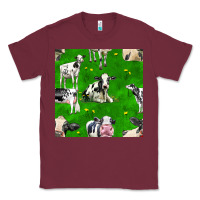 Burgundy holstein cows seamless pattern Classic Tee - BundleAndBundleShop