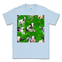 Dusty Blue holstein cows seamless pattern Classic Tee - BundleAndBundleShop