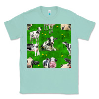 Seafoam holstein cows seamless pattern Classic Tee - BundleAndBundleShop