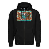 Black cactus cowhide serape Zipper Hoodie - AdoDesignShop