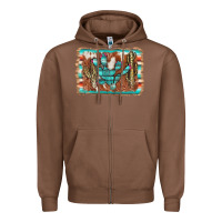 Chestnut cactus cowhide serape Zipper Hoodie - AdoDesignShop