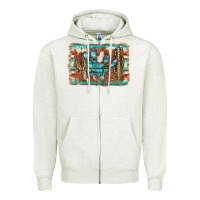 Oatmeal Heather cactus cowhide serape Zipper Hoodie - AdoDesignShop