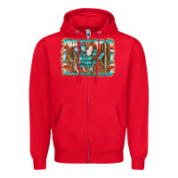 Red cactus cowhide serape Zipper Hoodie - AdoDesignShop