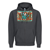 Smoke cactus cowhide serape Zipper Hoodie - AdoDesignShop