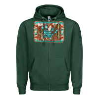 Sports Green cactus cowhide serape Zipper Hoodie - AdoDesignShop
