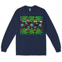 Navy Christmas tree with snow Long Sleeve Tee - AdoDesignShop