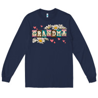 Navy daisy grandma Long Sleeve Tee - AdoDesignShop