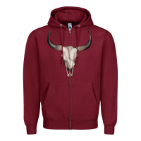 Burgundy bullskull Zipper Hoodie - Artiststas