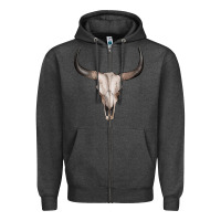 Charcoal Heather bullskull Zipper Hoodie - Artiststas