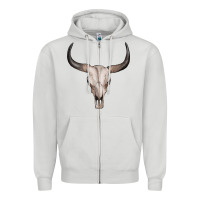 Dove Grey bullskull Zipper Hoodie - Artiststas