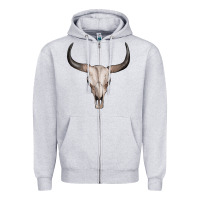 Heather Grey bullskull Zipper Hoodie - Artiststas