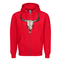 Red bullskull Zipper Hoodie - Artiststas