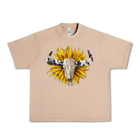 Burro cowhide bull skull and sunflower Urban Heavy Tee - BarkalooDesign