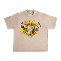 French Oak cowhide bull skull and sunflower Urban Heavy Tee - BarkalooDesign