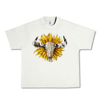 Pistachio cowhide bull skull and sunflower Urban Heavy Tee - BarkalooDesign