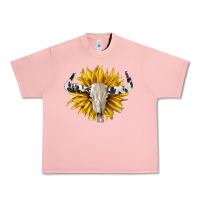 Salmon cowhide bull skull and sunflower Urban Heavy Tee - BarkalooDesign