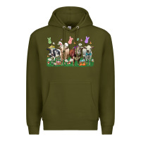 Army Green easter cow Premium Hoodie - LillyAllenDesigns