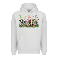 Dove Grey easter cow Premium Hoodie - LillyAllenDesigns