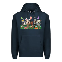 Navy easter cow Premium Hoodie - LillyAllenDesigns
