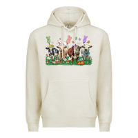 Oatmeal Heather easter cow Premium Hoodie - LillyAllenDesigns