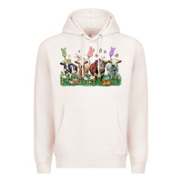 Pale Pink easter cow Premium Hoodie - LillyAllenDesigns