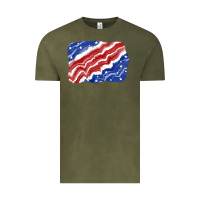 Vintage Olive Patriotic tie dye background 4th of july Vintage Tee - CowGirlArtShop