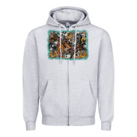 Heather Grey bucking bronco rodeo revolver western background Zipper Hoodie - AdoDesignShop