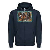 Navy bucking bronco rodeo revolver western background Zipper Hoodie - AdoDesignShop