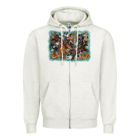Oatmeal Heather bucking bronco rodeo revolver western background Zipper Hoodie - AdoDesignShop