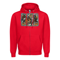 Red bucking bronco rodeo revolver western background Zipper Hoodie - AdoDesignShop