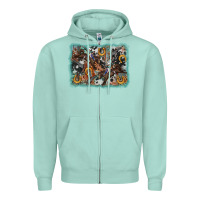 Seafoam bucking bronco rodeo revolver western background Zipper Hoodie - AdoDesignShop