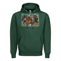Sports Green bucking bronco rodeo revolver western background Zipper Hoodie - AdoDesignShop
