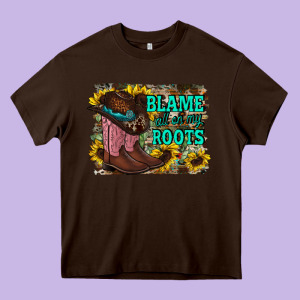 Blame All On My Roots Heavy Core Tee Designed By Racoondesign