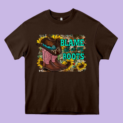 Blame All On My Roots Heavy Core Tee Designed By Racoondesign