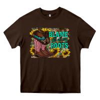 Chocolate Brown blame all on my roots Heavy Core Tee - RacoonDesign