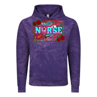 Cloud Purple valentine's day nurse with leopard and turquoise background Vintage Hoodie - RanaPortraitStore