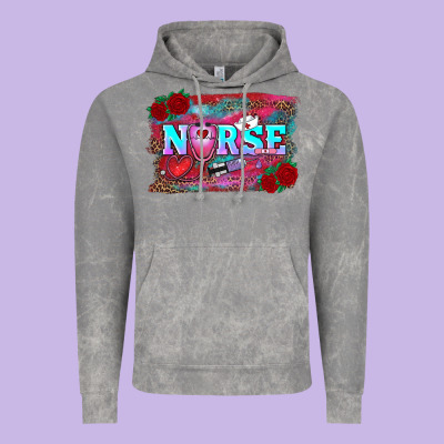 Valentine's Day Nurse With Leopard And Turquoise Background Vintage Hoodie Designed By Ranaportraitstore