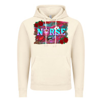 Vintage Artic valentine's day nurse with leopard and turquoise background Vintage Hoodie - RanaPortraitStore