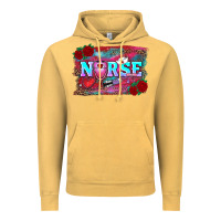 Vintage Mustard valentine's day nurse with leopard and turquoise background Vintage Hoodie - RanaPortraitStore