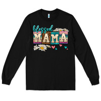 Black daisy blessed mama Long Sleeve Tee - AdoDesignShop