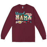 Burgundy daisy blessed mama Long Sleeve Tee - AdoDesignShop