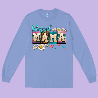 Daisy Blessed Mama Long Sleeve Tee Designed By Adodesignshop